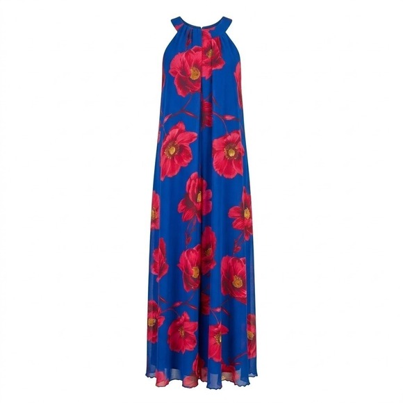 Kate And Lily Dresses & Skirts - NEW Kate and Lily Women's Size 14W 14 Blue Red Floral Halter Maxi Dress Plus